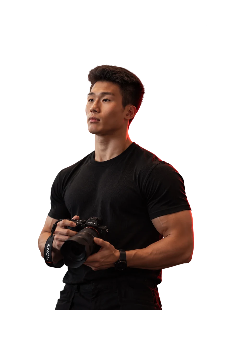 Woei Loon, Videographer and Video Editor at Double A, holding a Sony camera